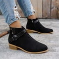 thumbnail image 6 of Busydd Womens Boots Solid Color Chunky Heel Ankle Boots Comfortable Buckle Strap and Side Zipper Booties for Women 37, 6 of 7