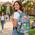 thumbnail image 3 of COEQINE Clear Backpack for School Multi-Pocket Bookbag PVC Polyester See Through Book Bag with Padded Shoulder Straps, Heavy Duty Work Bag Transparent Daypack for Girls, Pink Purple Daisy Floral, 3 of 7
