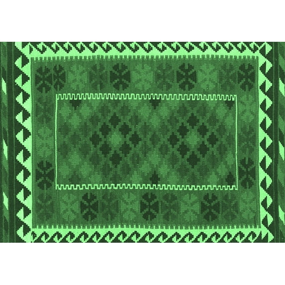 Ahgly Company Indoor Rectangle Oriental Emerald Green Traditional Area Rugs, 7' x 10'