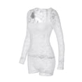 thumbnail image 3 of Liacowi Women Spring Lace Playsuits See Through Square Neck Long Sleeve Jumpsuits Fashion Slim Casual Short Rompers Clubwear, 3 of 9