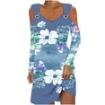 thumbnail image 2 of Robes pour Femmes, Robe d'Été Imprimée Mode Manches Longues Col Rabattu, 2 of 5