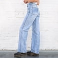 thumbnail image 5 of Sngxgn Women Distressed Raw Hem Washed Jeans Destroyed Straight Leg Denim Pants(Light Blue,XL), 5 of 7