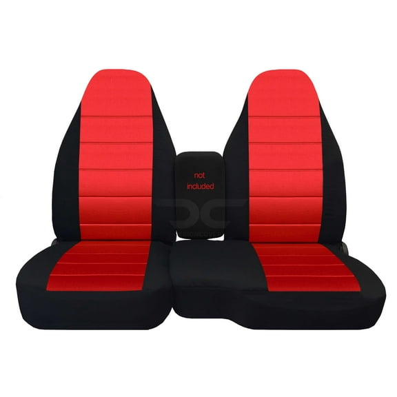 Designcovers Fits 2004-2012 Ford Ranger Cotton Truck Seat Covers(60/40 Split Bench):Black and Red