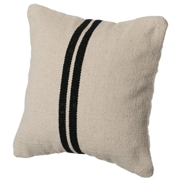 16" Handwoven Cotton Throw Pillow Cover with Over Sewn Seams, Natural