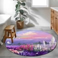 thumbnail image 3 of Purple Lavender Round Area Rug 3Ft Washable Small Circle Rugs for Kitchen Entryway, Spring Country Oil Painting Butterfly Flower Non-Slip Carpet Floor Mats Indoor Outdoor Carpet Runner Home Decor, 3 of 8
