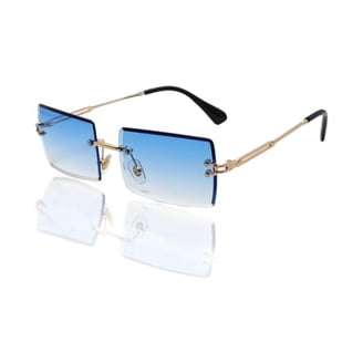 Gold Stylish Glasses Clear Lens Rectangular Retro Rimless  display picture 1