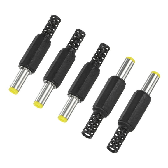 Uxcell 5-Pack DC Male Connectors, 5.5x2.1mm Copper Core for Computer/CCTV Cameras/Lighting DC Adapter Solder Plug