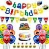 Sesame Birthday Party Supplies, Street Theme Party Decorations with Birthday Banner, Sesame Friends Elmo Garland, Cake Topper, Cupcake Toppers and Cup Cake wrappers, Balloons for Kids Birthday Pa