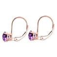 thumbnail image 3 of MauliJewels Earrings for Women 2.5 Carat 7MM Round Amethyst Leverback Earrings Carat 14K Rose Gold 4-prong, 3 of 5
