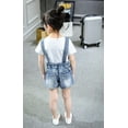 thumbnail image 2 of KIDSCOOL SPACE Little Girl Jean Overalls,Big Ripped Denim Shortalls,Blue,2-3 Years, 2 of 7
