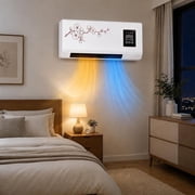 2 in 1 Wall Mounted Air Conditioner Fan No Window, 1800w Portable Ductless Heater and Combo Mini Ac Unit, Quiet Smart Space with Remote Timer for Bedroom Nursery Basement