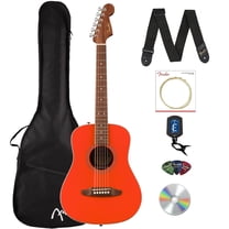 Fender California Standard Redondo Mini Acoustic Guitar - Fiesta Red Bundle with Gig Bag, Tuner, Strap, Strings, Picks, and Austin Bazaar Instructional DVD
