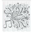thumbnail image 2 of Music Note Shower Curtain, Back to School Sketchy Notebook Doodles with Swirls and Other Motifs, Fabric Bathroom Set with Hooks, 69W X 70L Inches, Charcoal Grey White, by Ambesonne, 2 of 2