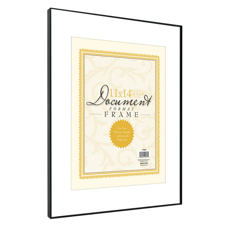 Mainstays 11x14 Matted to 8x10 Front Loading Picture Frame, Black - Frames