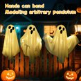 thumbnail image 6 of Qoosea 3 pack Hanging Ghosts Halloween Decor, 20 inch LED Glowing Ghost Halloween Decorations Outdoor Lights for Yard Porch Tree Garden Patio Bedroom Wall Party, Warm White, 6 of 9