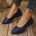 thumbnail image 2 of Xfvqtps Wedge Shoes for Womens Slip on Stone Embossing Pointy Toe Leather Dress Shoes Blue, 2 of 9