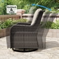 thumbnail image 6 of MeetLeisure 2 PCS Swivel Patio Chairs Set, Wicker Furniture with High Back, Deep Seating, Wide Armrest, Thick Cushions for Deck Porch, Beige, 6 of 11