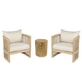 thumbnail image 3 of Christopher Knight Home 3-Piece Outdoor Acacia Wood Club Chair Set and MGO Side Table, Light Teak+Beige, 3 of 13