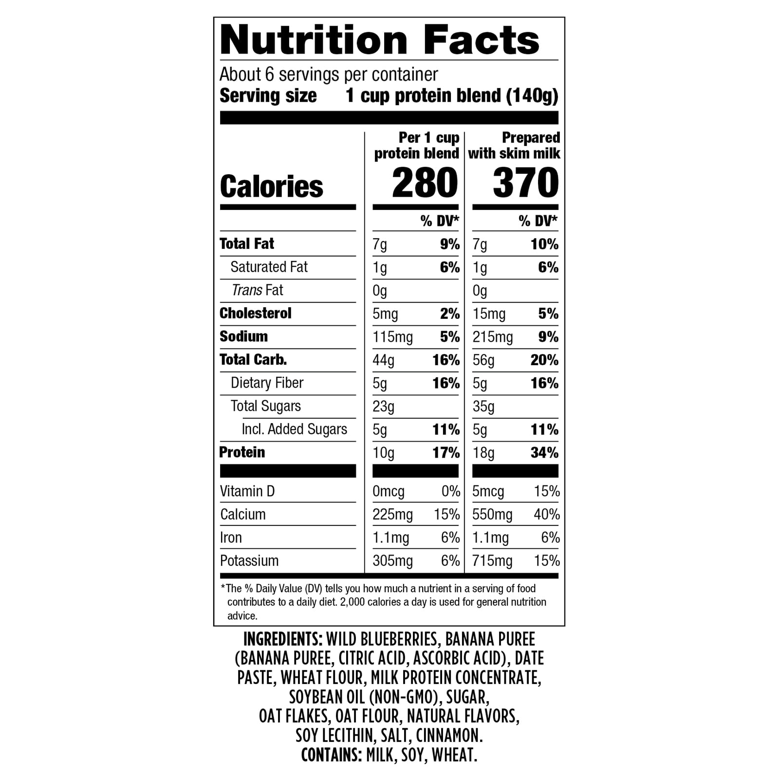 Wyman’s Protein Blend, Wild Blueberry Crumble, 2lb Bag (Frozen)