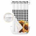 thumbnail image 2 of Spring Sunflower No Hook Shower Curtain Waterproof,Bathroom Curtains with Snap in Liners and See Through Top Window,Black White Buffalo Plaid Yellow Floral Hotel Bathtub Curtains Shower 36"Wx72"L, 2 of 8