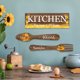 thumbnail image 2 of 3 piezas de decoración de pared para cocina con flores de madera, juego de comedor, tenedor y cuchara, decoración de pared rústica de madera para cocina, letrero de arte de pared, bonita decoración, 2 of 8