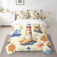 thumbnail image 2 of Nautical Lighthouse Comforter Set 7 Piece Bed in a Bag Twin,Ocean Sheet Set with Comforter,Starfish Bedding Sets,Watchtower Bed Set Watercolor Coral Room Decor, 2 of 5