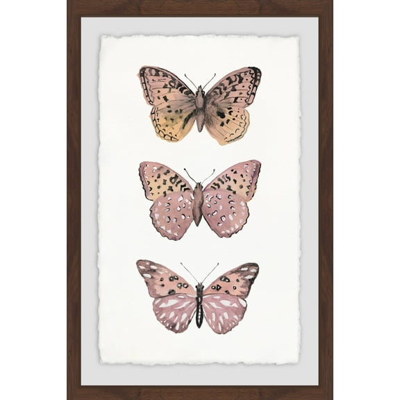 Pink Butterfly Trio Framed Painting Print
