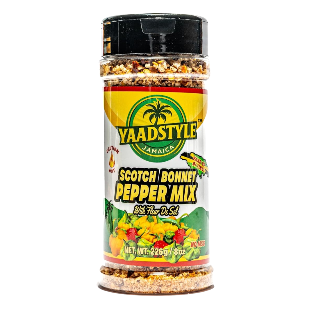 Jamaican YaadStyle Scotch Bonnet Pepper Mix with Fleur De Sel 8oz Pack of 3