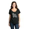 thumbnail image 2 of Thread Tank Old English Sheepdog Dog Silhouette Women's Relaxed Slouchy Dolman T-Shirt Tee Heather Black Medium, 2 of 4