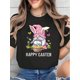 thumbnail image 1 of Happy Easter Print T-Shirt, Casual Crew Neck Short Sleeve Comfort Tee Top For Spring & Summer, Women's Clothing Tee For Adult, Men, Women, Teen, Teenager, Adolescent, Youth, 1 of 6