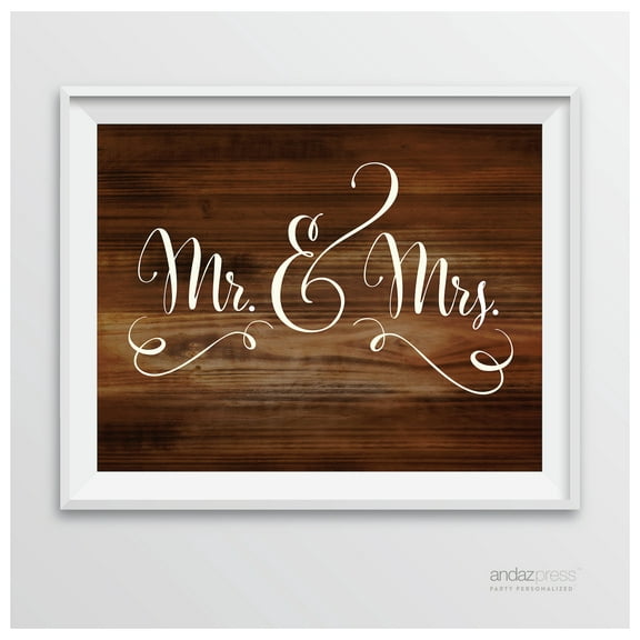 Mr. & Mrs. Rustic Wood Wedding Party Signs