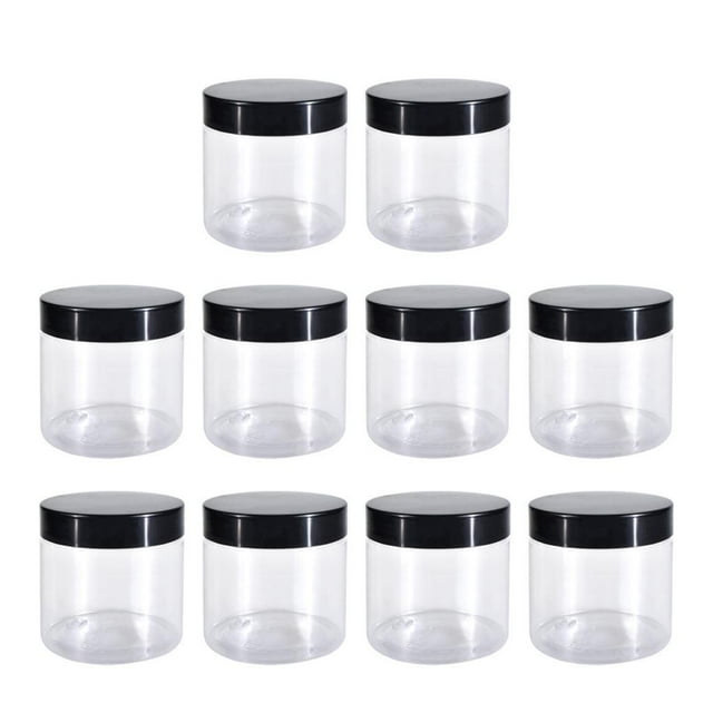 Tarro de Pet vacío con tapa hermética de rosca a prueba de fugas multiusos redondo para 10 unidades de 200 ml.
