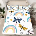 thumbnail image 2 of Homewish Kawaii Flying Dragonfly 4 Pieces Queen Sheet Sets For Preppy Children Kids,Cartoon Gradient Rainbow Ultra Soft Flat Sheet,Dreamy Princess Queen Fitted Sheet,Ultra Soft Home Decor, 2 of 7