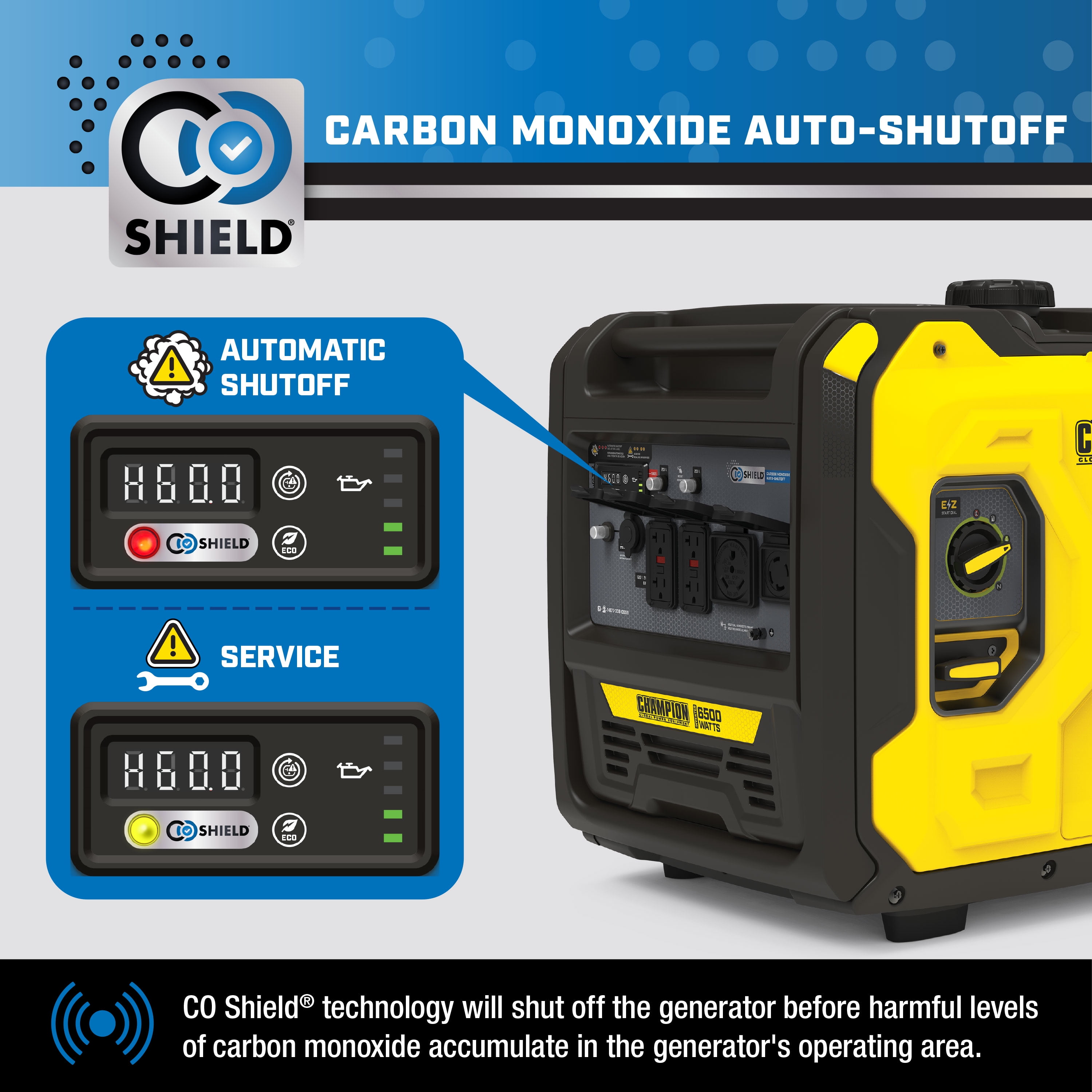 Champion Power Equipment 6500-Watt Gasoline Portable Inverter Generator with Quiet Technology and CO Shield