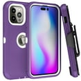 thumbnail image 3 of Xhy iPhone 14 Pro Max Case with Belt Clip Holster+Screen and Lens Protector Military Grade Heavy Duty Shockproof Armor Rugged Durable Detachable for iPhone 14 Pro Max 6.7 inch 2022 Phone -Purple+White, 3 of 6