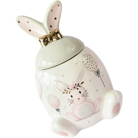 MUSEYA Ceramic Bunny Shaped Storage Jar with Lid for Cookies Candy Tea Loose Leaf 1000ml