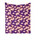 thumbnail image 1 of East Soft Flannel Fleece Throw Blanket, Indonesian Batik with Abstract Swirl Shapes Bohemian Hippie Design, Cozy Plush for Indoor and Outdoor Use, 50" x 60", Vermilion Purple, by Ambesonne, 1 of 6