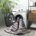 thumbnail image 3 of SAFAVIEH Tucson Nikola Striped Machine Washable Area Rug, Blue/Rust, 6' x 9', 3 of 11