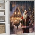 thumbnail image 5 of Santa Claus Reindeer Vintage 4Pcs Shower Curtain Set Shower Curtain Set with Carpet Bath Mat, 5 of 8
