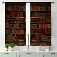 thumbnail image 4 of Vintage Bookshelf Curtains, Retro Library Old Antique Bookcase Gothic Style Rustic Blackout Window Drapery Treatments for Bedroom Living Room Bathroom, 27.5x36 Inch, 4 of 4