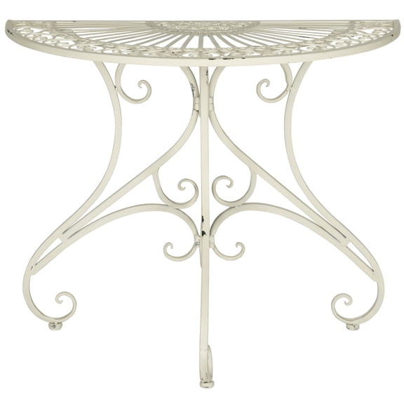 SAFAVIEH Annalise Outdoor Patio Semi-Circle Accent Table, Antique White