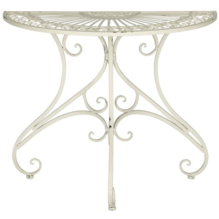 SAFAVIEH Annalise Outdoor Patio Semi-Circle Accent Table, Antique White
