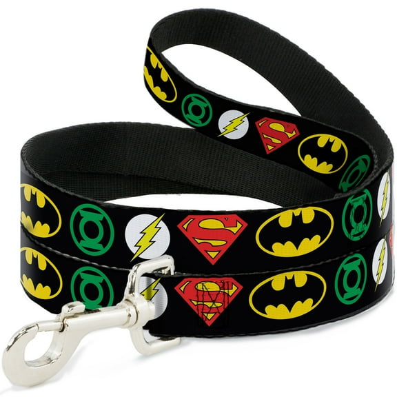 DC Comics Pet Leash, Dog Leash, Justice League Superhero Logos, 4 Feet Long 1.0 Inch Wide