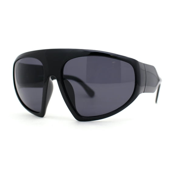 XXL Oversize Exaggerated 90s Wrap Sport Plastic Sunglasses All Black