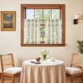 thumbnail image 4 of Small Window Curtains 24 Inch Linen Floral Curtain Set for Kitchen Bathroom Cafe Curtains Light Filtering Window Treatment Farmhouse Cottagecore Back Tab Drapes 2 Panels Green on Beige, 4 of 8