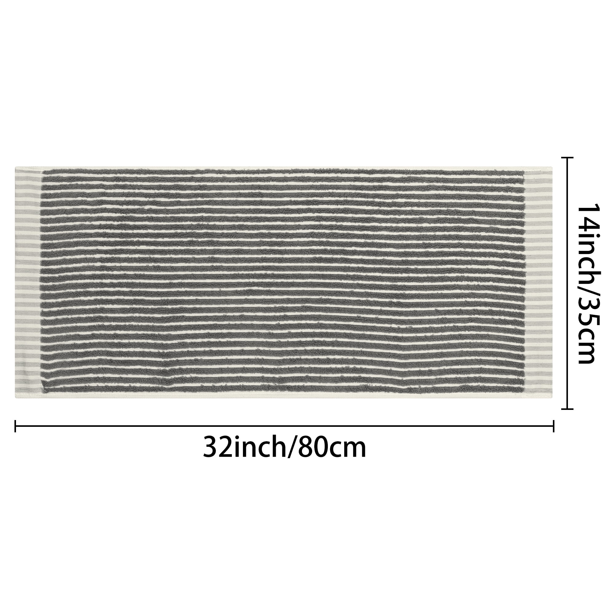 Unique Bargains Cotton Striped Hand Towels Soft Quick Drying Kitchen Towel 14" x 32" Dark Grey 2pk