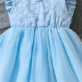 thumbnail image 4 of Ruyang Toddler Baby Tulle Dress Bow Flower Print Pleated Smocked Dresses Elegant Cute Ruffles Sleeve Summer Casual Dresses, 4 of 9