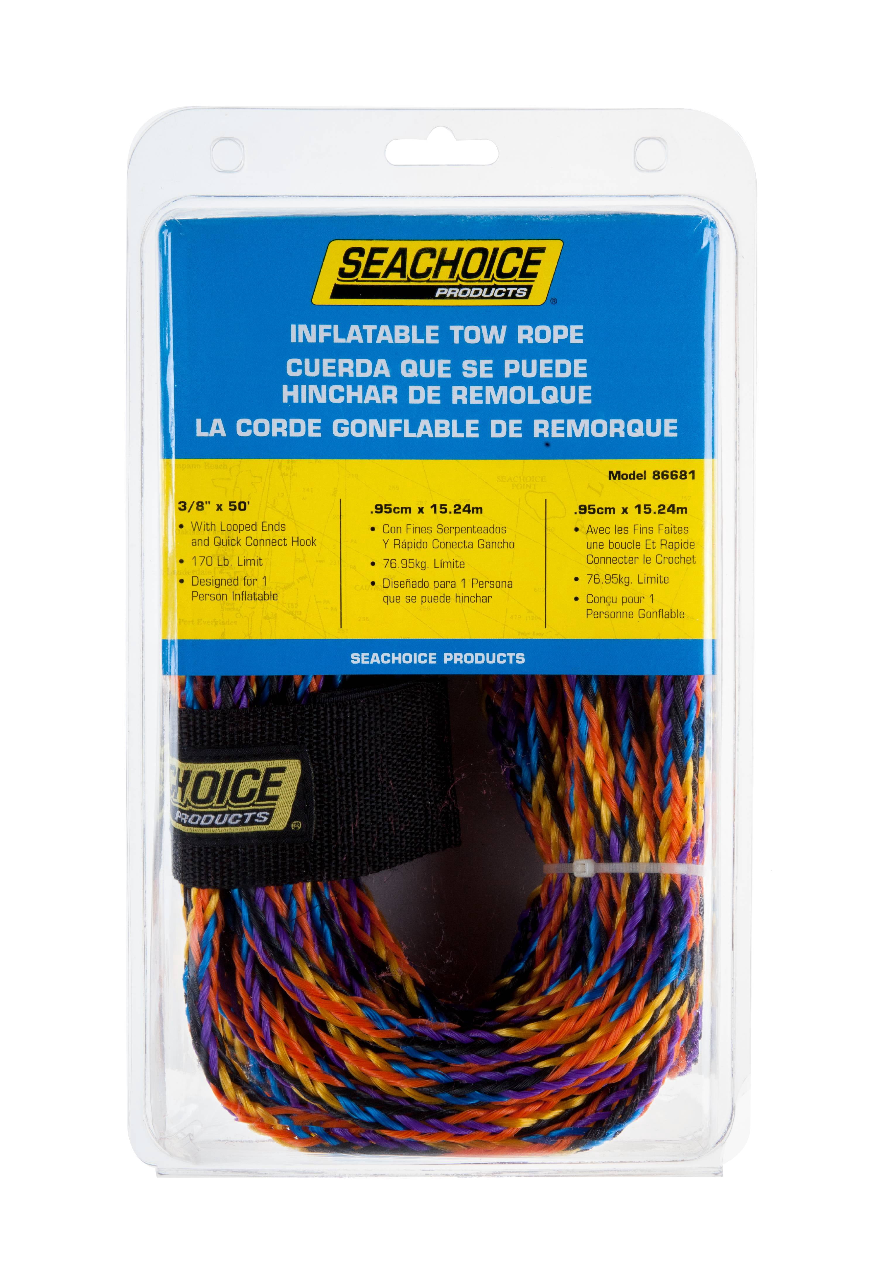Seachoice 86738 Watersports Tube Tow Bungee Rope, 50 Ft Long Tows Up To 4 Riders