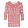 thumbnail image 5 of Cavosen Happy Easter Cute Womens Tops 3/4 Length Sleeve Summer Bunny Print Pullover Shirts Round Neck Holiday Blouse Vacation Festival Tee Shirts Casual Dressy T Shirts Pink S, 5 of 5