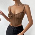 thumbnail image 6 of Elainilye Fashion Corset Tops for Women Solid Color Sexy Sleeveless Corset Bustier Corset Tank Tops Slim Sling Shapewear,Brown, 6 of 7